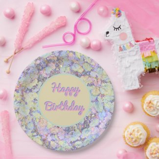  Abstract Floral, pastel colors/Happy Birthday