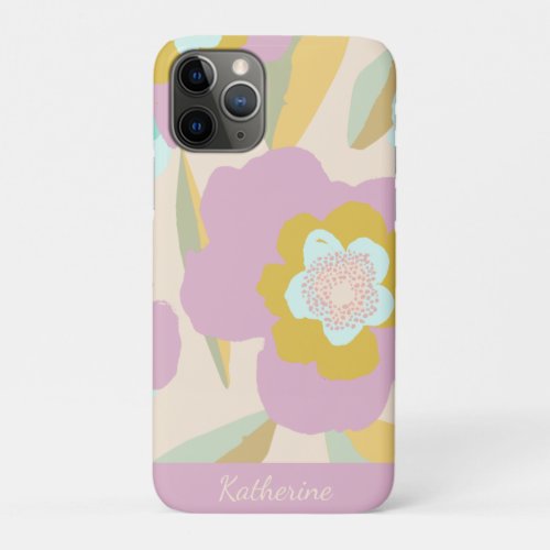 Abstract Floral Pastel Lilac Pattern iPhone 11 Pro Case
