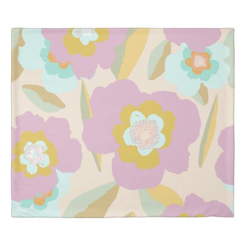 Abstract Floral Pastel Lilac Pattern Duvet Cover