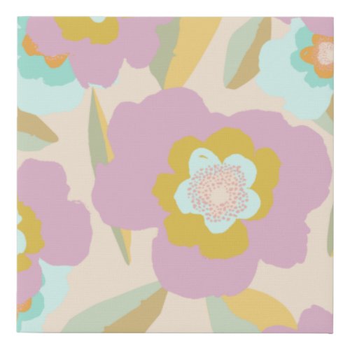 Abstract Floral Pastel Lilac Pattern Faux Canvas Print