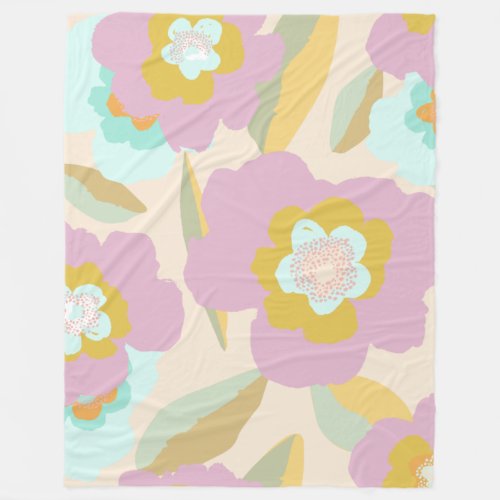 Abstract Floral Pastel Lilac Pattern Fleece Blanket