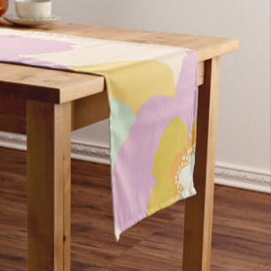 Abstract Floral Pastel Lilac Pattern Medium Table Runner