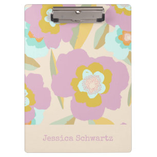 Abstract Floral Pastel Lilac Pattern Personalized Clipboard