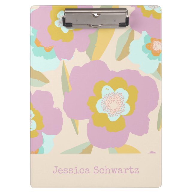 Abstract Floral Pastel Lilac Pattern Personalized  Clipboard (Front)