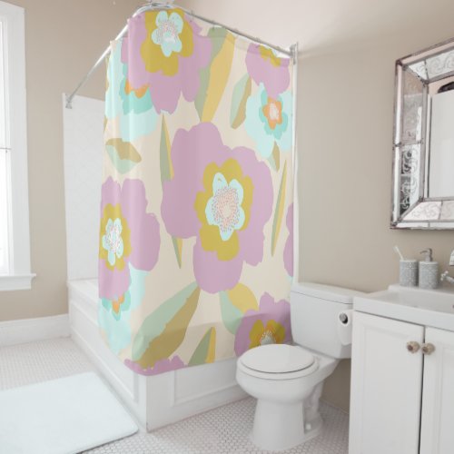 Abstract Floral Pastel Lilac Pattern Shower Curtain