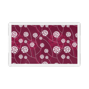 Abstract floral pattern acrylic tray