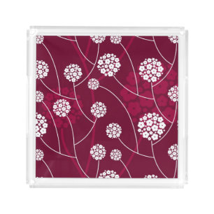Abstract floral pattern acrylic tray