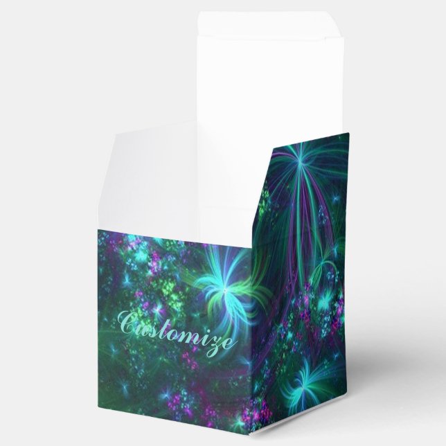 Abstract Floral Pattern Cube Favor Box (Opened)