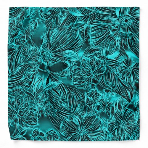 Abstract floral pattern emerald green flowers bandana