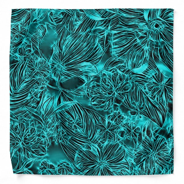 Abstract floral pattern, emerald green flowers bandana (Front)