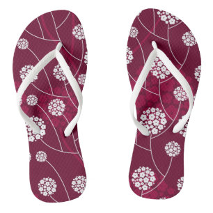 Abstract floral pattern flip flops