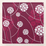 Abstract floral pattern glass coaster