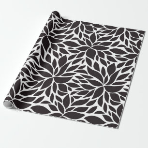 Abstract floral pattern in black & white wrapping paper