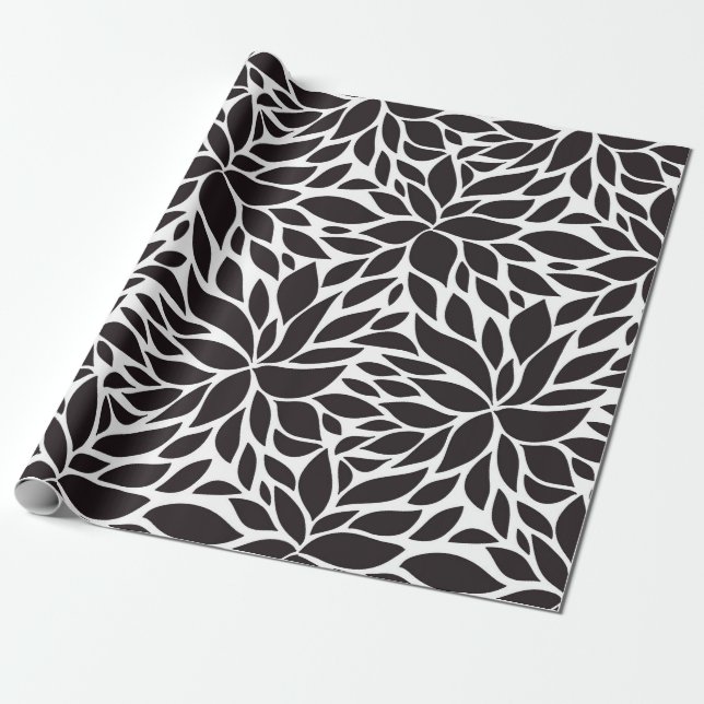 Abstract floral pattern in black & white wrapping paper (Unrolled)