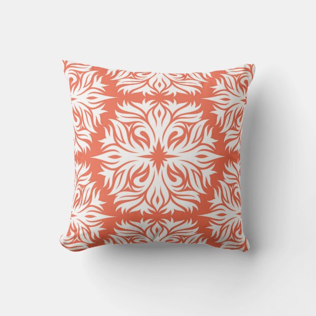 Abstract Floral Pattern in Orange Throw Pillow (Front)