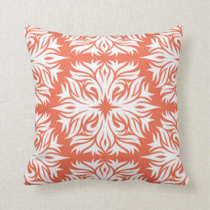 Abstract Floral Pattern in Orange Throw Pillow