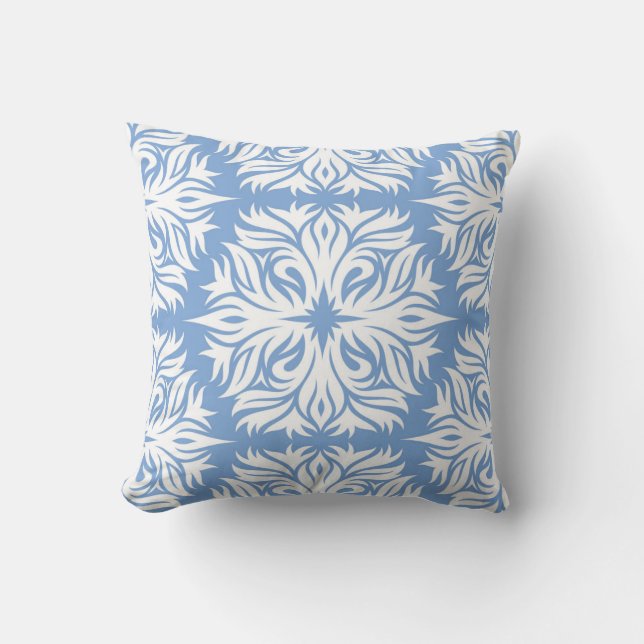 Abstract Floral Pattern in Periwinkle Blue Throw Pillow (Front)