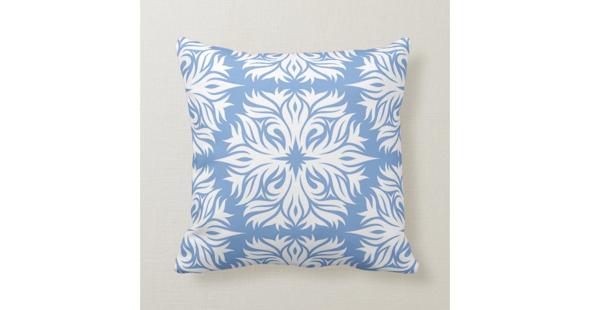 Abstract Fl Pattern In Periwinkle Blue Throw Pillow Zazzle