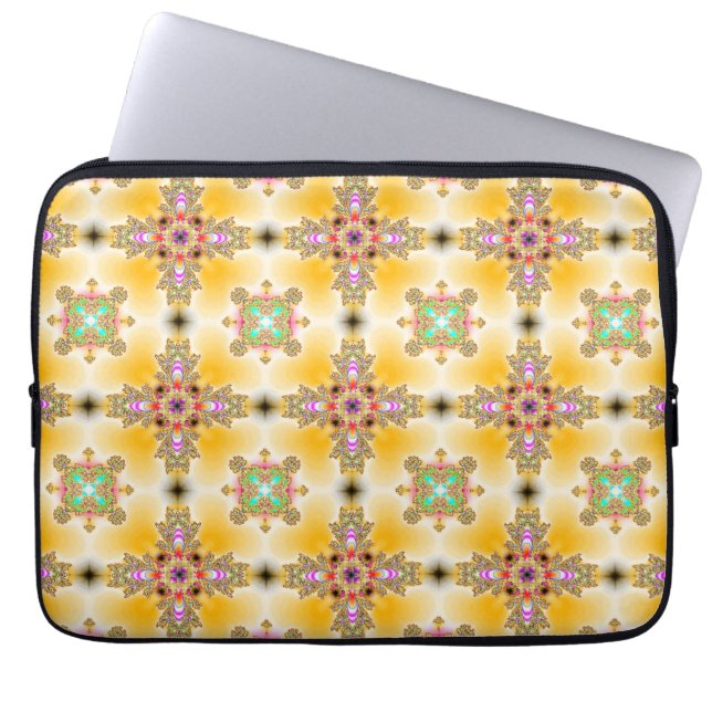 Abstract Floral Pattern in Rainbow Style Laptop Sleeve (Front)