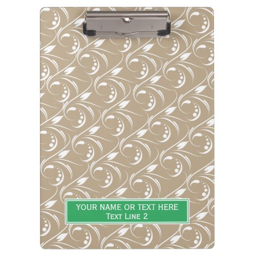 Abstract Floral Pattern Khaki Brown and Sea Green Clipboard
