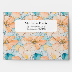 Abstract Floral Pattern Modern Fluid Art Envelope