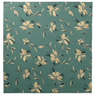 Abstract Floral Pattern on Green Background Cloth Napkin