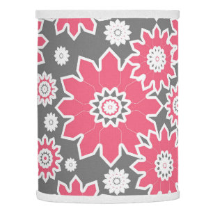 Abstract floral pattern, pastel blush, white, grey lamp shade