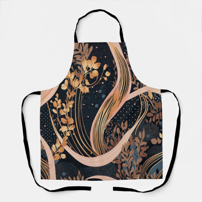 Abstract floral pattern, polka dots, vines apron (Front)