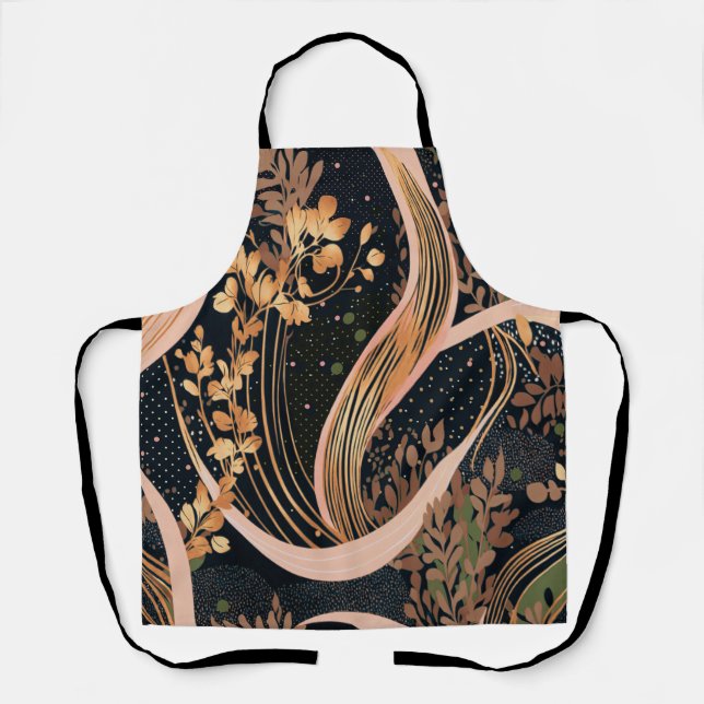 Abstract floral pattern, polka dots, vines apron (Front)