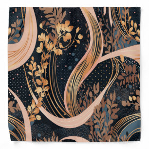 Abstract floral pattern, polka dots, vines bandana