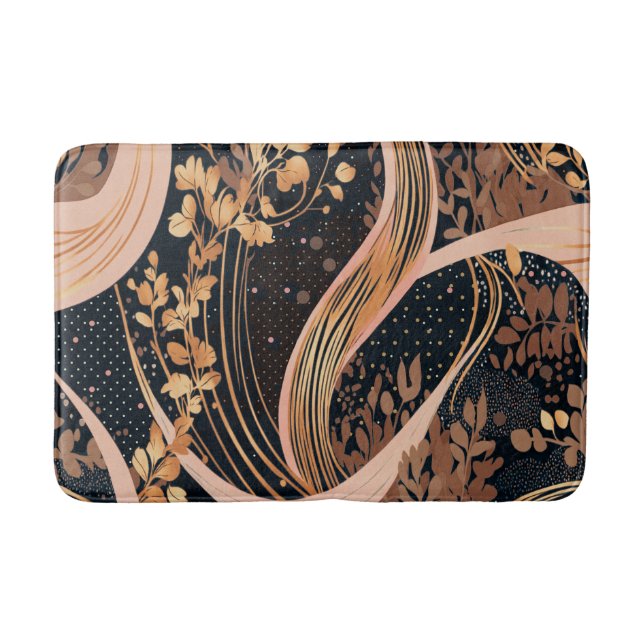 Abstract floral pattern, polka dots, vines bath mat (Front)