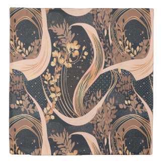 Abstract floral pattern, polka dots, vines duvet cover