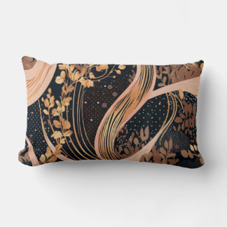 Abstract floral pattern, polka dots, vines lumbar pillow