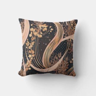 Abstract floral pattern, polka dots, vines outdoor pillow