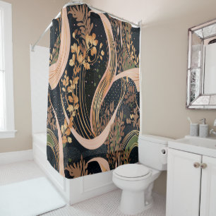 Abstract floral pattern, polka dots, vines shower curtain