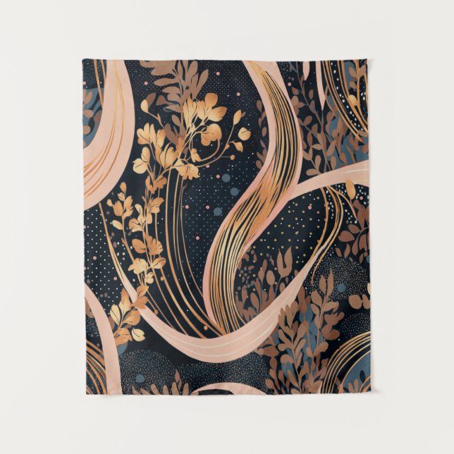 Abstract floral pattern, polka dots, vines tapestry (Front)