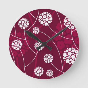 Abstract floral pattern round clock