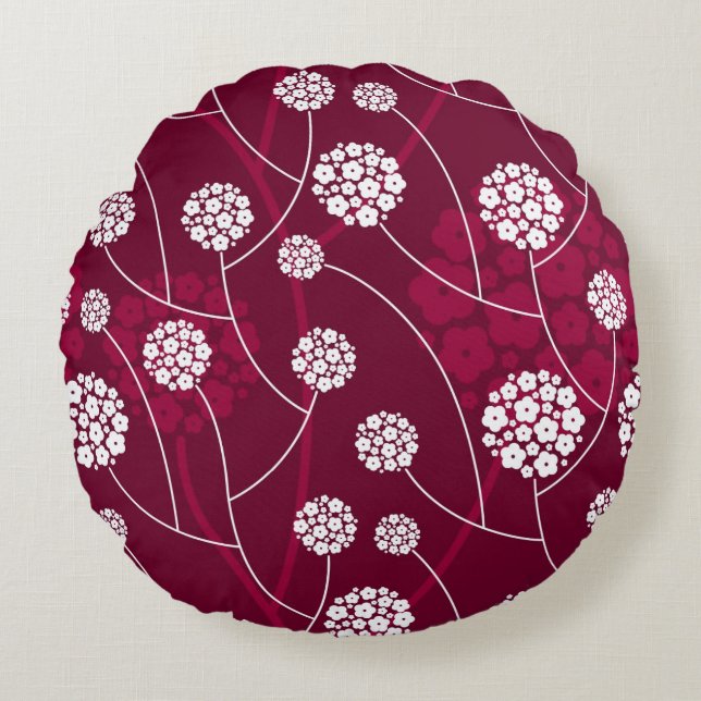 Abstract floral pattern round pillow (Front)