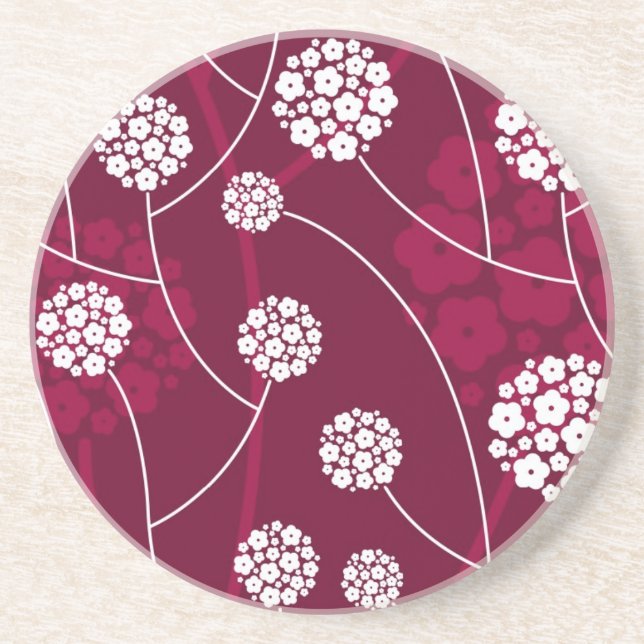 Abstract floral pattern sandstone coaster (Front)