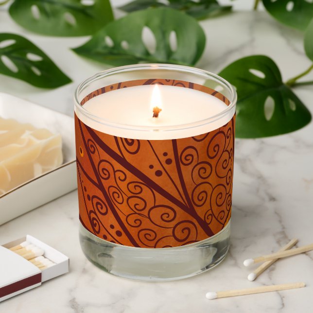 Abstract floral pattern scented candle (Lit)