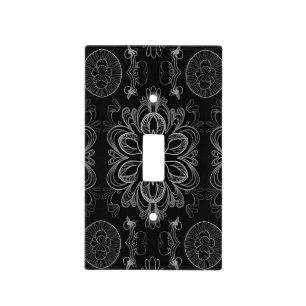 Abstract Floral Pattern Silver Light Switch Cover