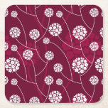 Abstract floral pattern square paper coaster
