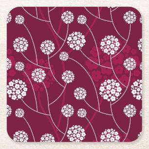 Abstract floral pattern square paper coaster