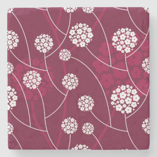 Abstract floral pattern stone coaster
