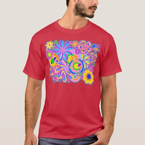 Abstract Floral Pattern T_Shirt