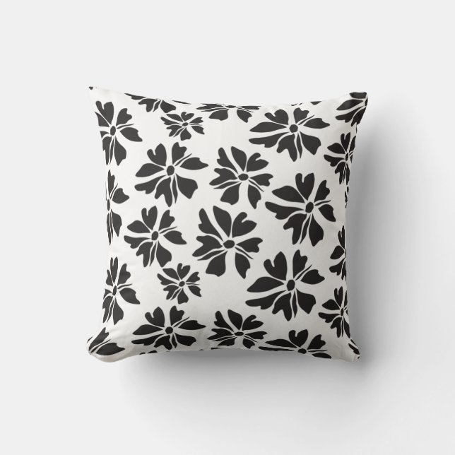 Abstract Floral Pattern Throw Pillow (Front)