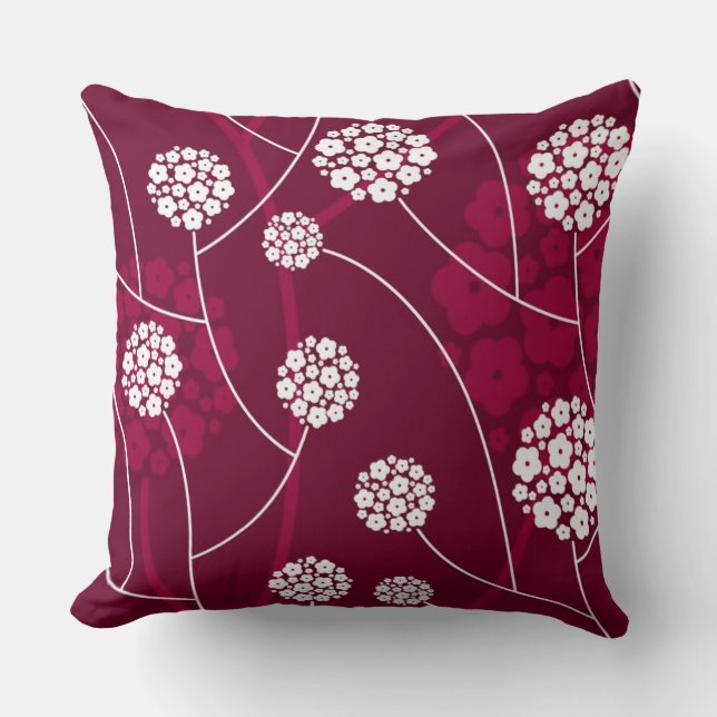 Abstract floral pattern throw pillow (Front)