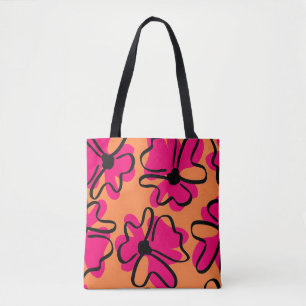 Abstract Floral Pattern Tote Bag Bold Retro