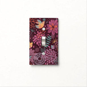 Abstract floral pattern with birds light switch cover