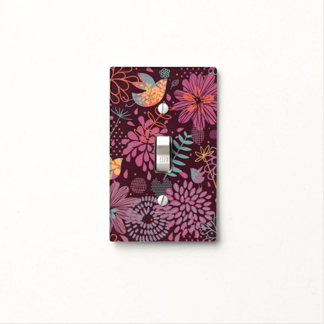Abstract floral pattern with birds light switch cover (In Situ)